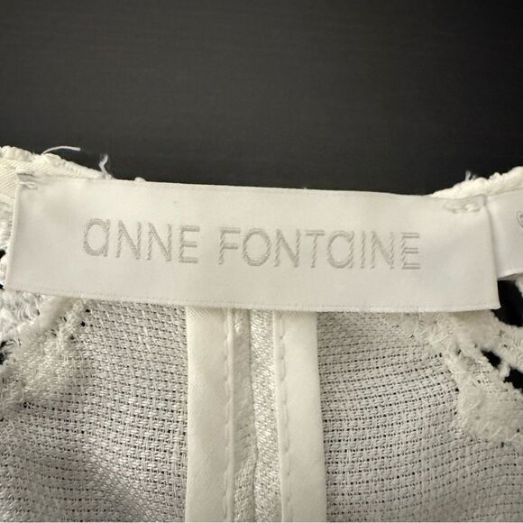 Vintage Anne Fontaine Neoma Jacket Sz 38 Small White Lace Linen Blend Full Zip - Picture 10 of 15